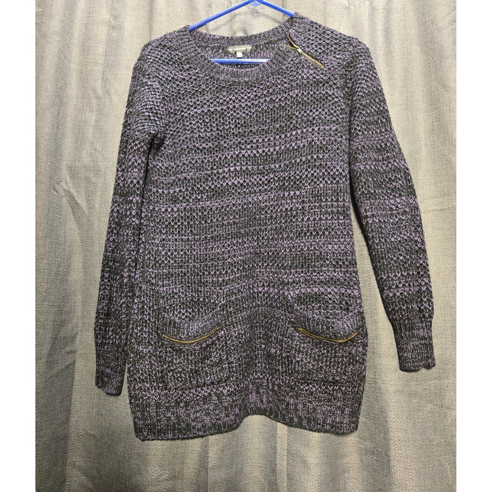 Absinthe Sweater Dress Knit‎ Pockets Zipper Detail Purple Black Size M
